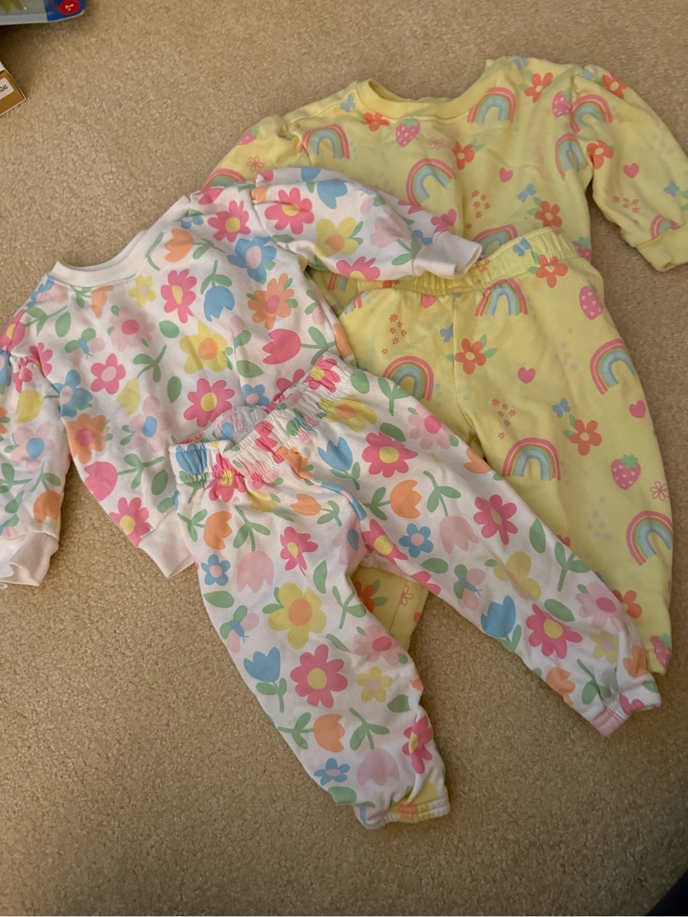 Garanimals Girls Yellow Rainbow & Pastel Floral 2-Piece Matching Sets